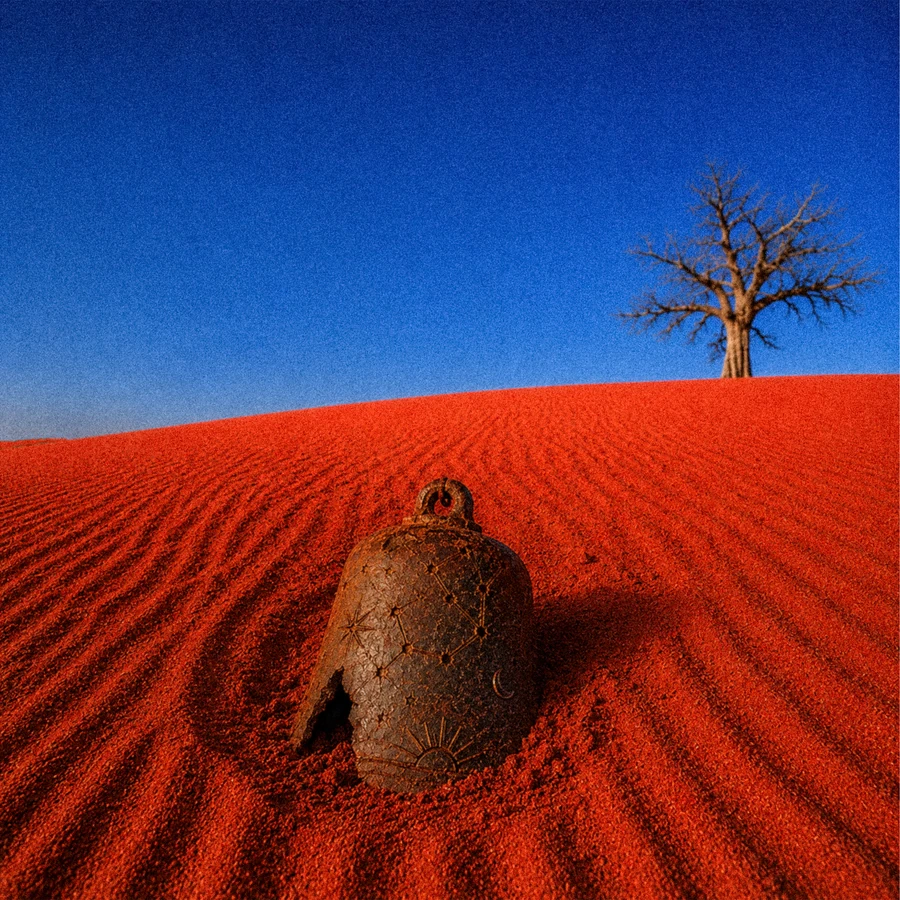 Portada de CANC: una campana sobre un paisaje rojo, bajo un cielo azul